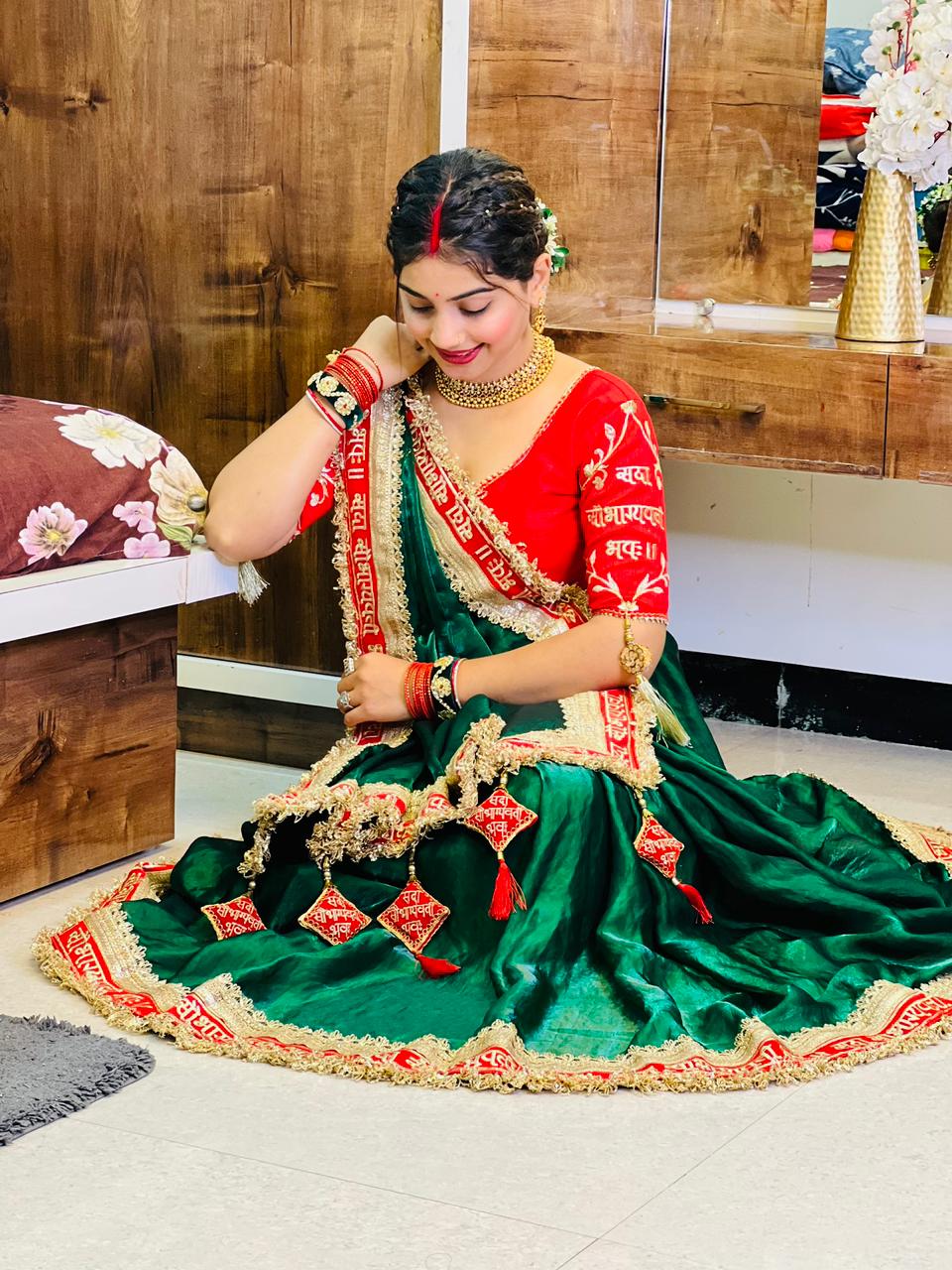 Green Color Beautiful Partywear Saree