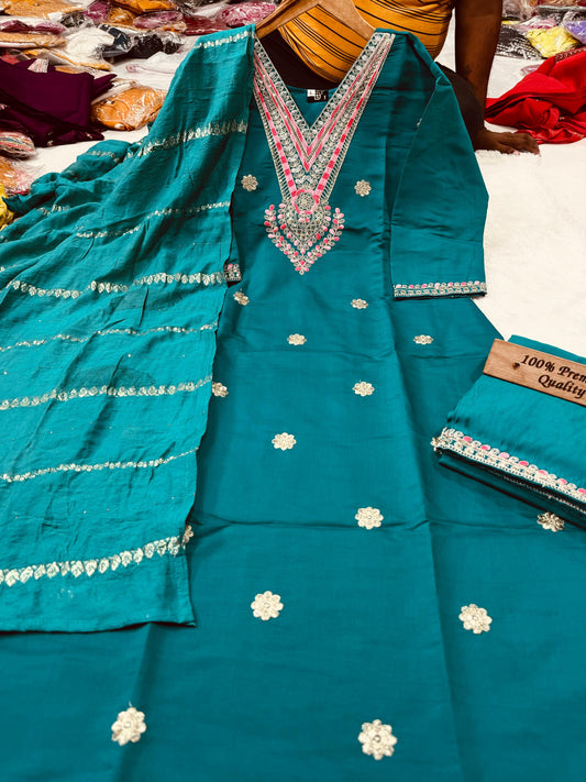 Daily Wear Dress in Roman Silk Fabric in sky blue color