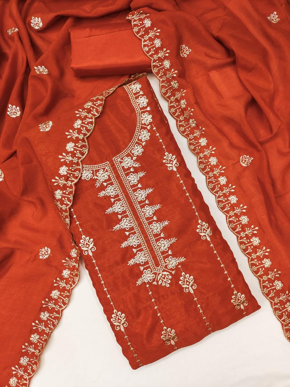 Daily Wear Dress in Vichitra Silk Fabric