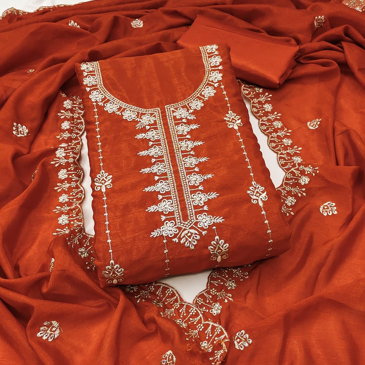 Daily Wear Dress in Vichitra Silk Fabric