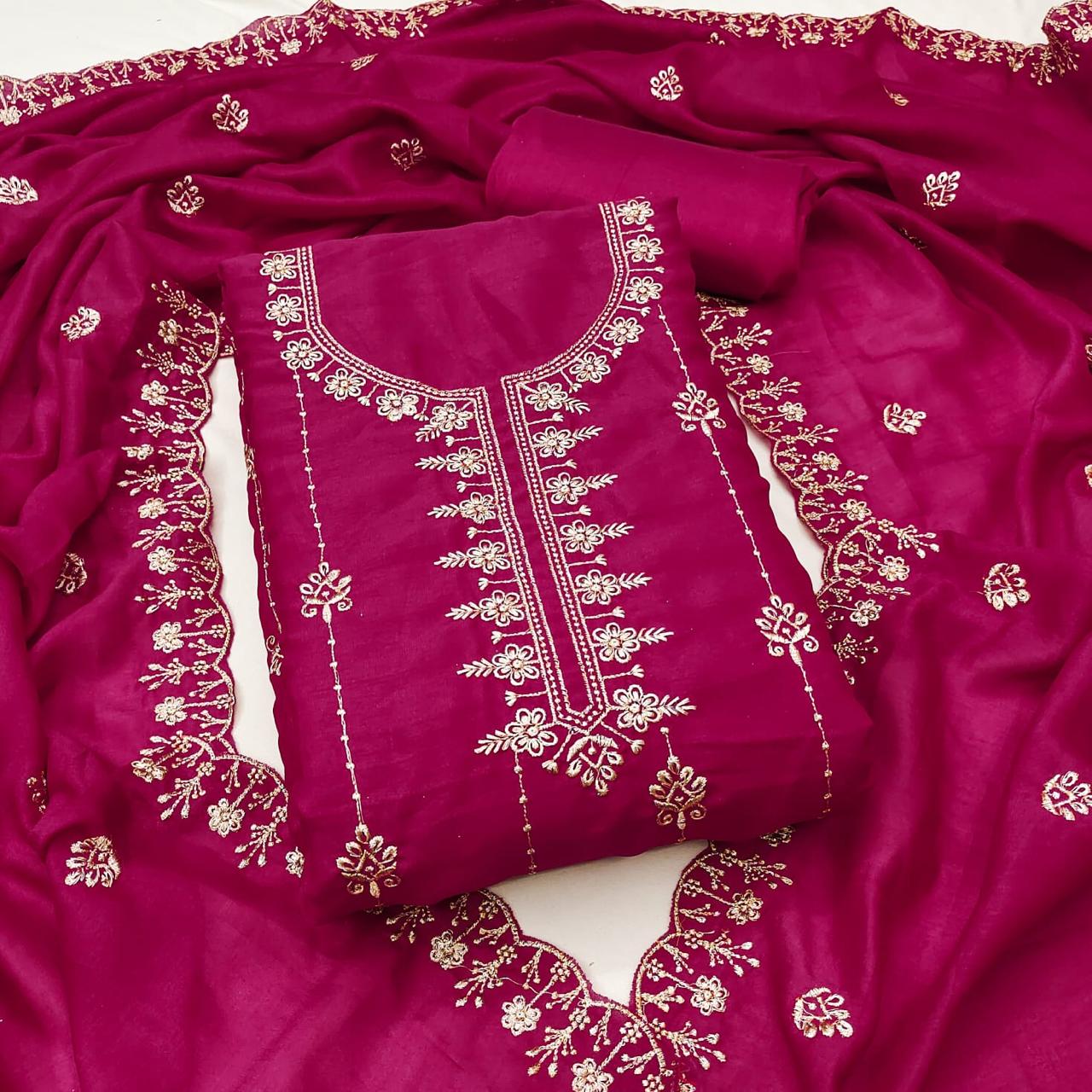 Daily Wear Dress in Vichitra Silk Fabric