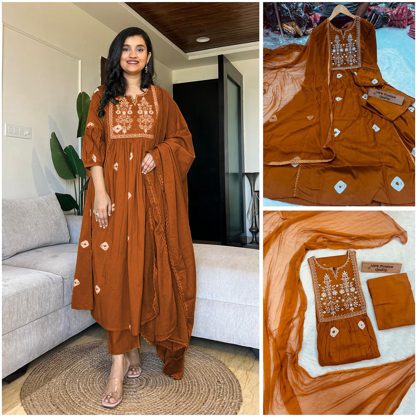 brown color beautiful rayon kurta set