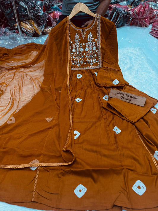 brown color beautiful rayon kurta set