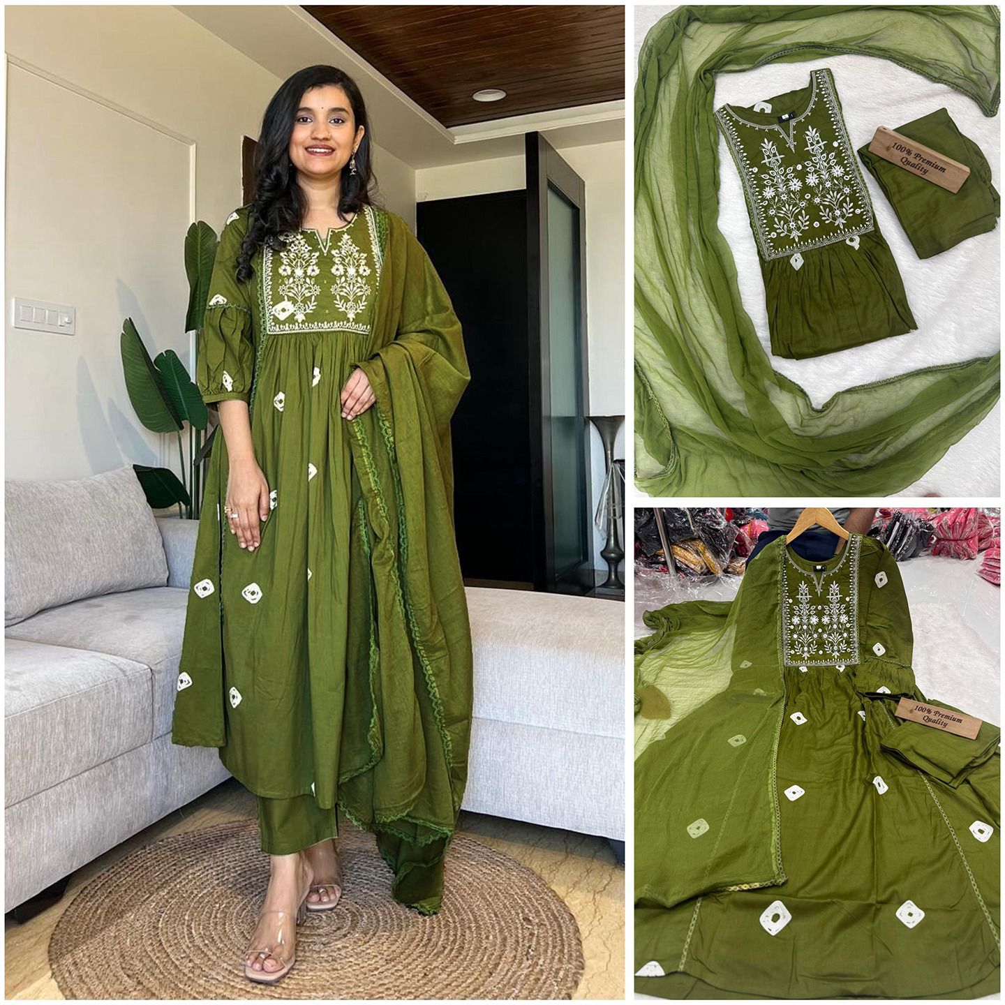 Green color beautiful rayon kurta set