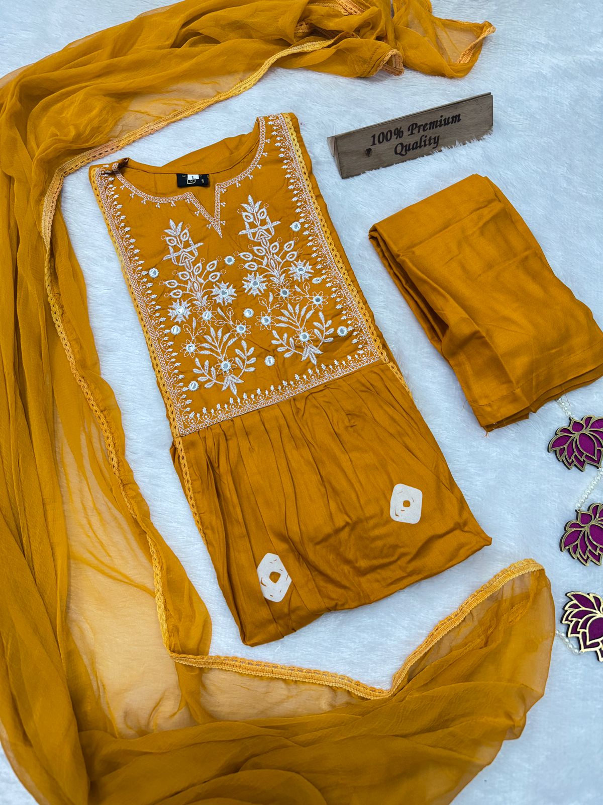 Yellow color beautiful rayon kurta set