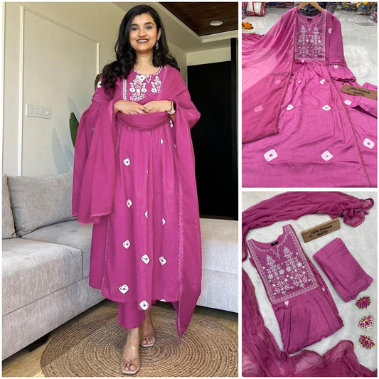 Purple color beautiful rayon kurta set