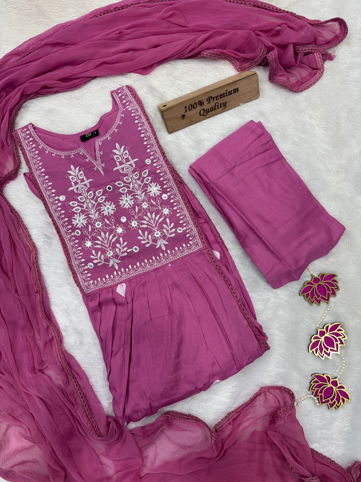 Purple color beautiful rayon kurta set