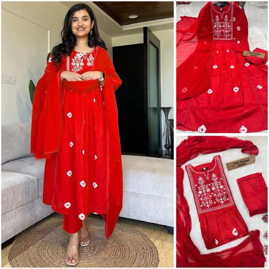 red color beautiful rayon kurta set