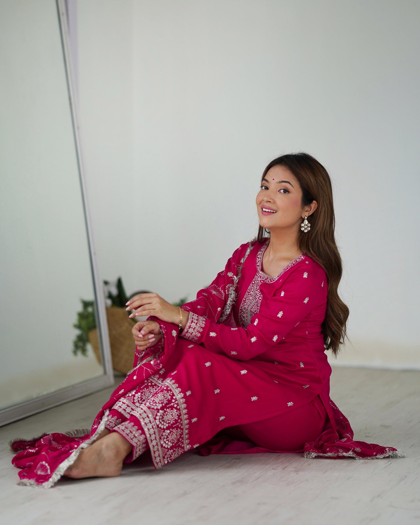 Pink Color Beautiful Partywear Dress in Silk Fabric