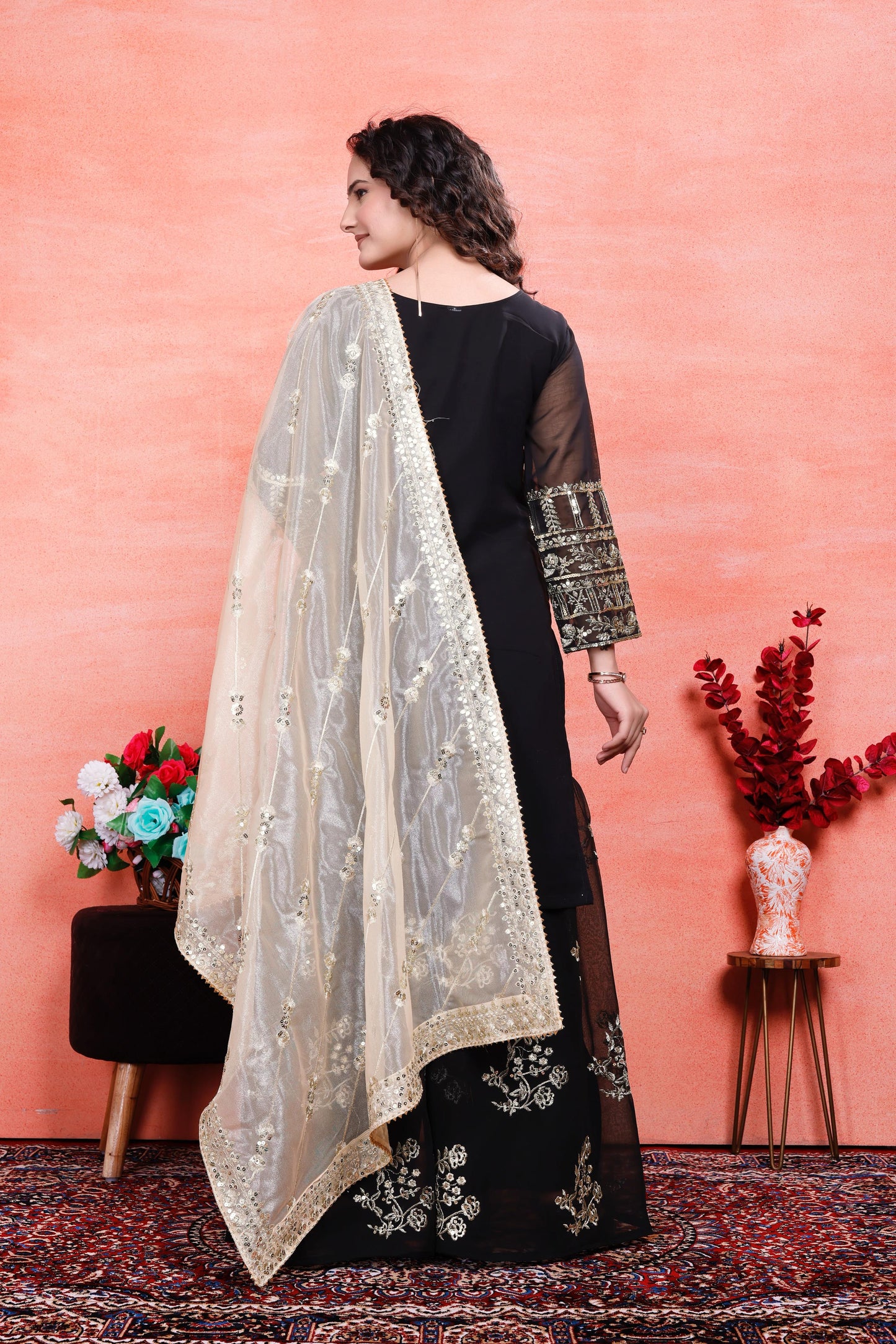 Party Wear Look Top-Plazzo And Dupatta With Heavy Embroidery Work