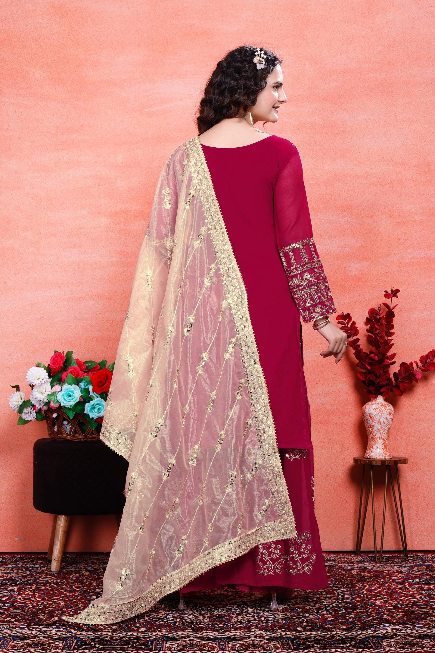 Party Wear Look Top-Plazzo And Dupatta With Heavy Embroidery Work