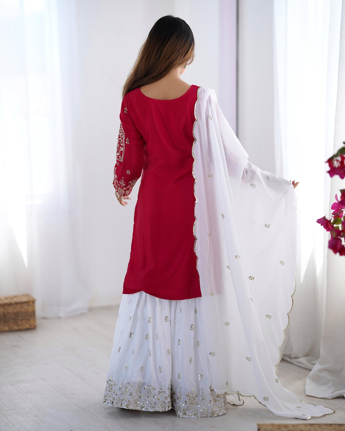 White Pink Color Beautiful Partywear Dress