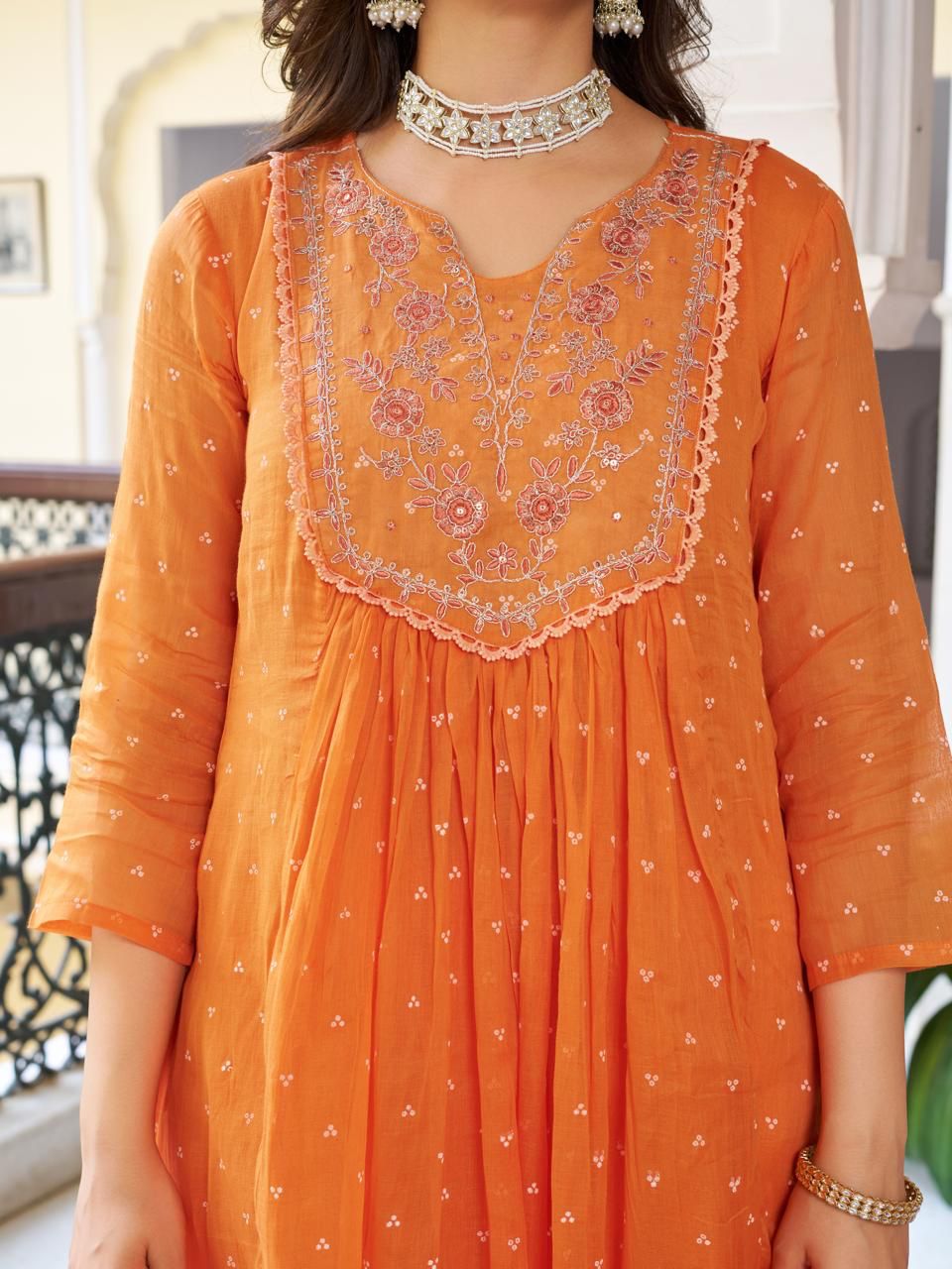 Orange Color Beautiful Daily Wear in Mal Cotton Fabric