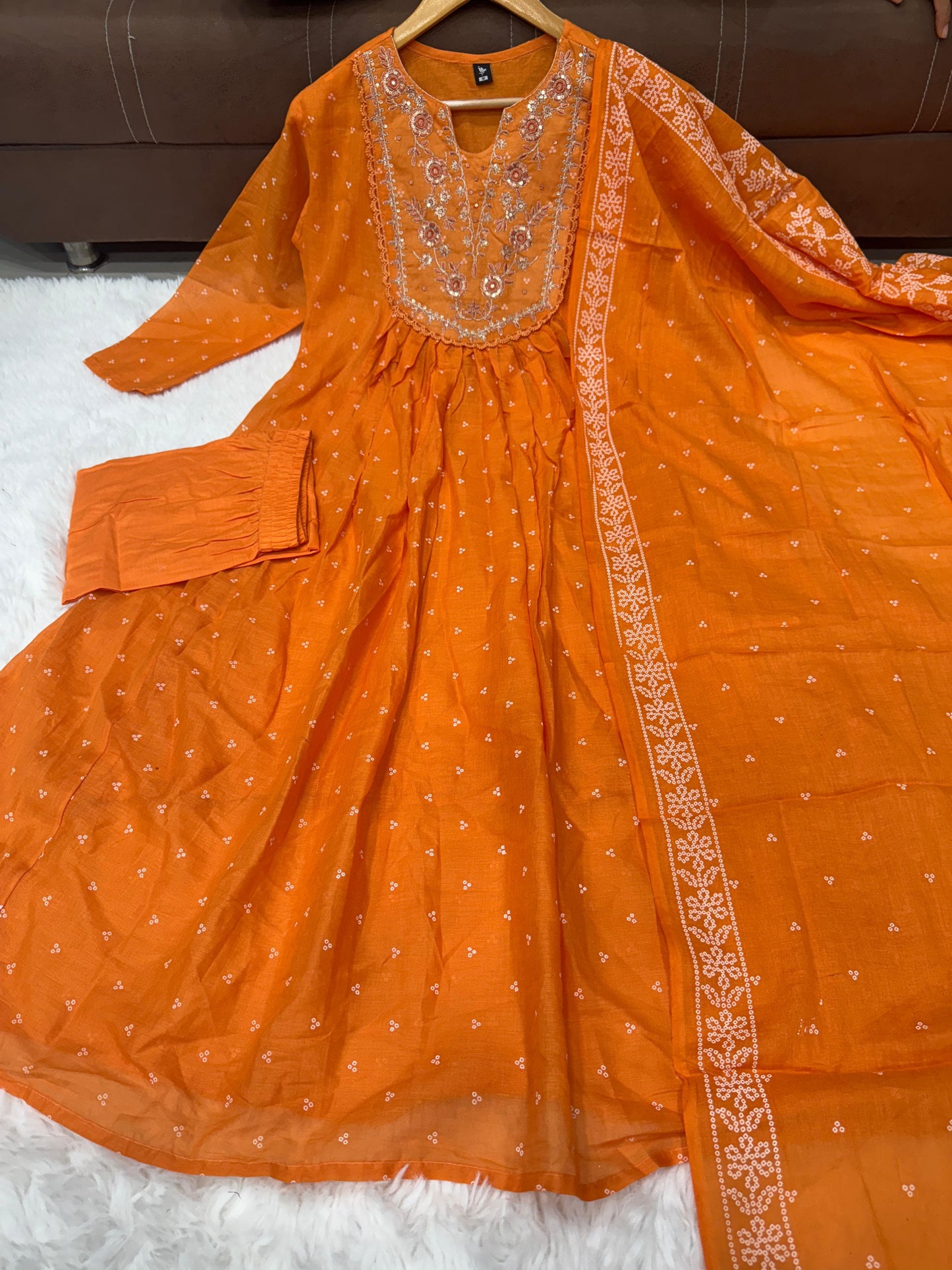 Orange Color Beautiful Daily Wear in Mal Cotton Fabric