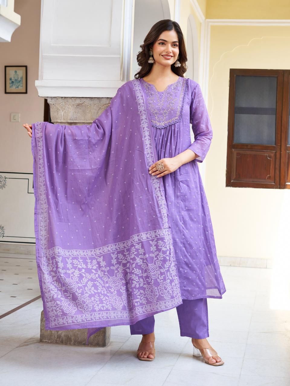 Purple Color Beautiful Daily Wear in Mal Cotton Fabric