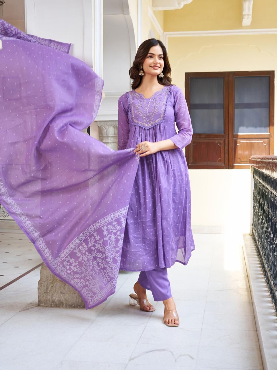 Purple Color Beautiful Daily Wear in Mal Cotton Fabric