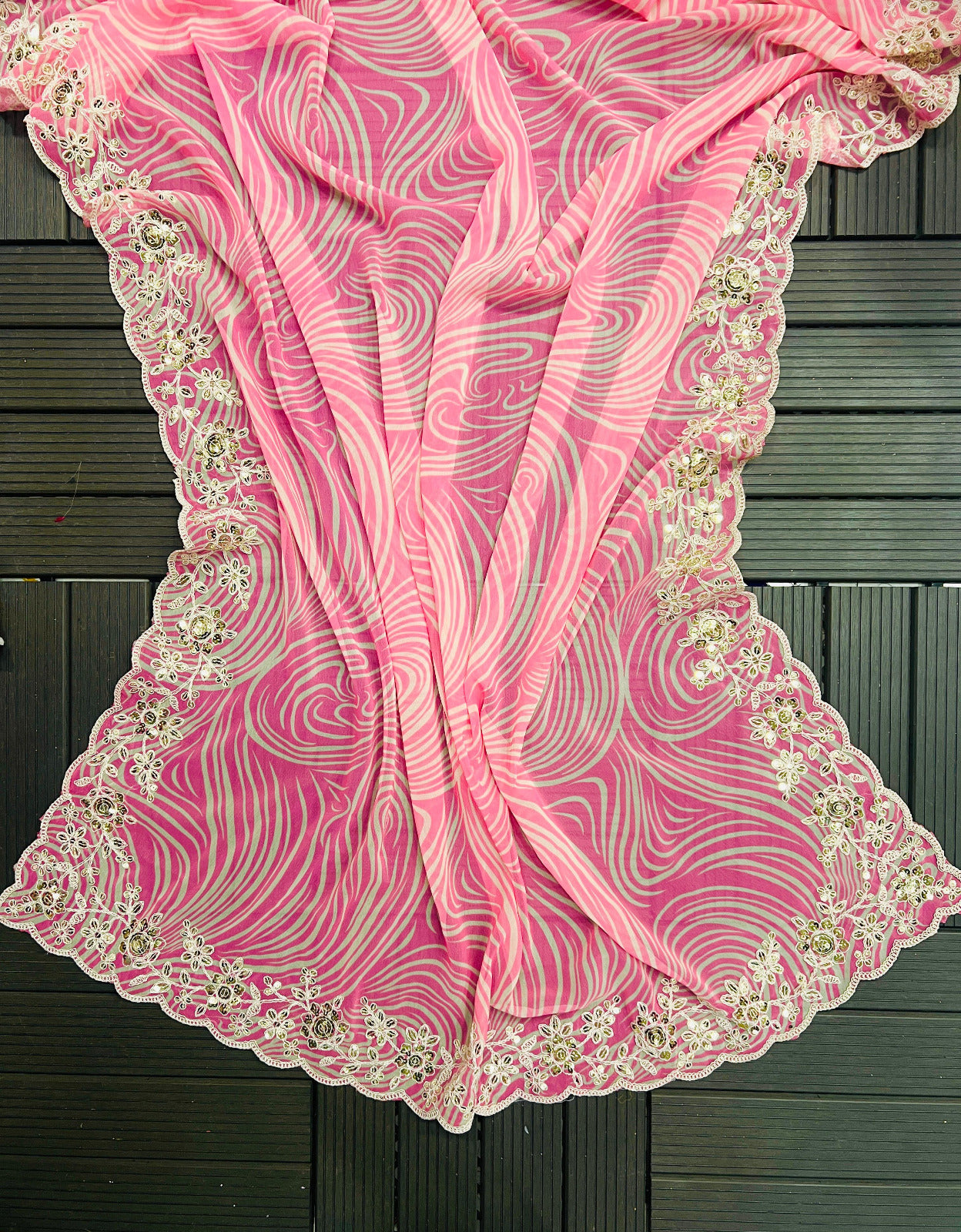 Pink Color Beautiful Partywear Georgette Saree