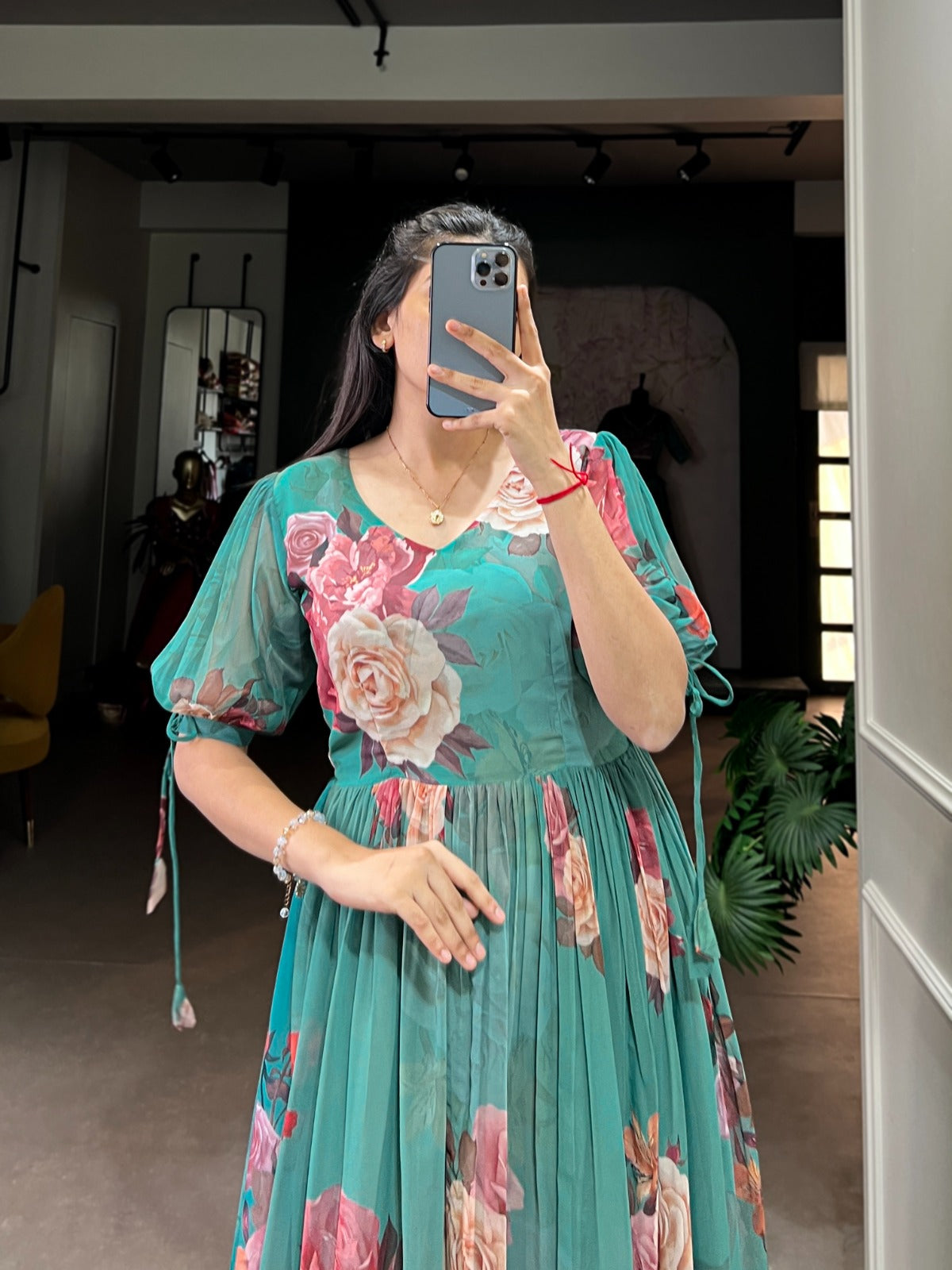 Summer Wear Frock in Georgette Fabric with 8 meter flair