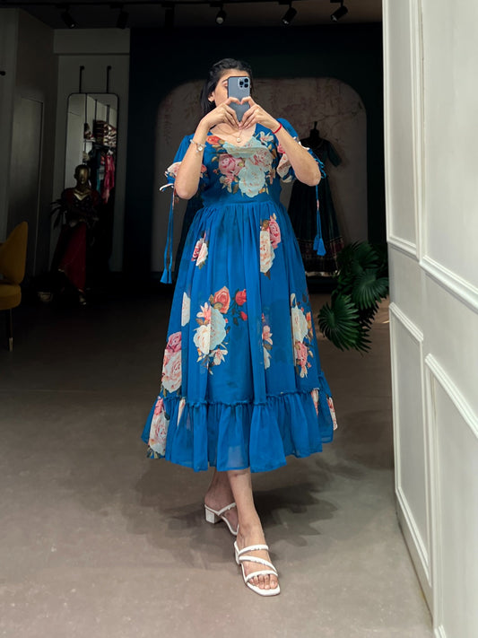 Summer Wear Frock in Georgette Fabric with 8 meter flair