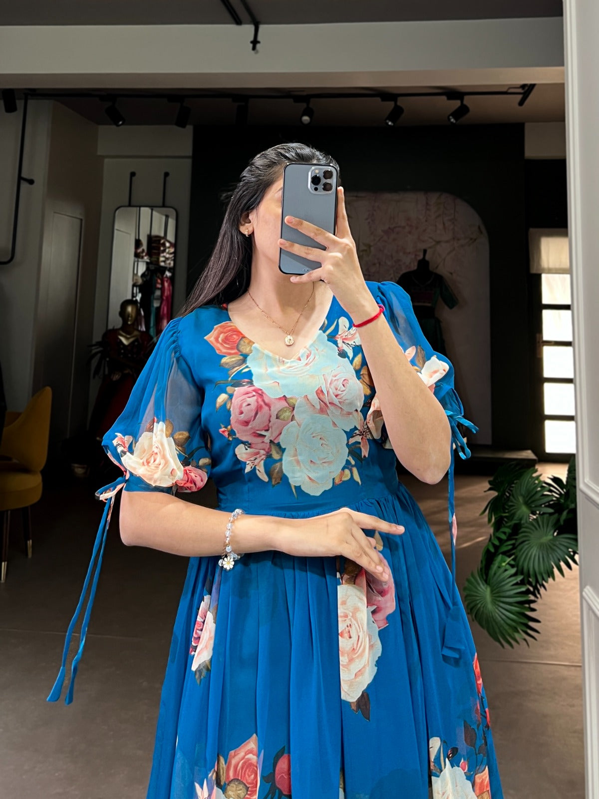 Summer Wear Frock in Georgette Fabric with 8 meter flair