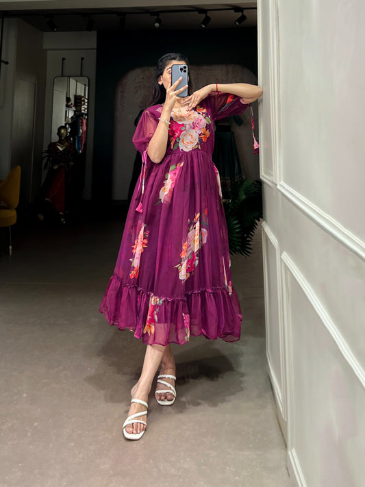 Summer Wear Frock in Georgette Fabric with 8 meter flair