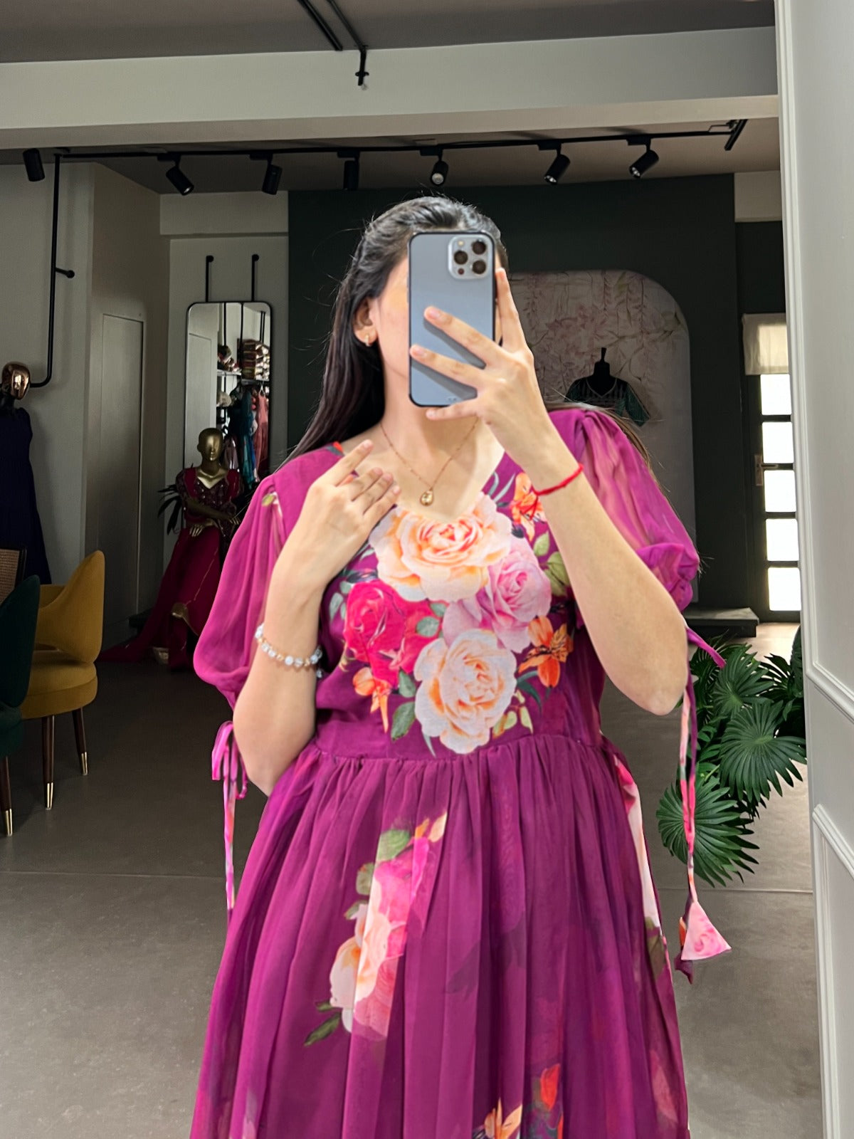 Summer Wear Frock in Georgette Fabric with 8 meter flair