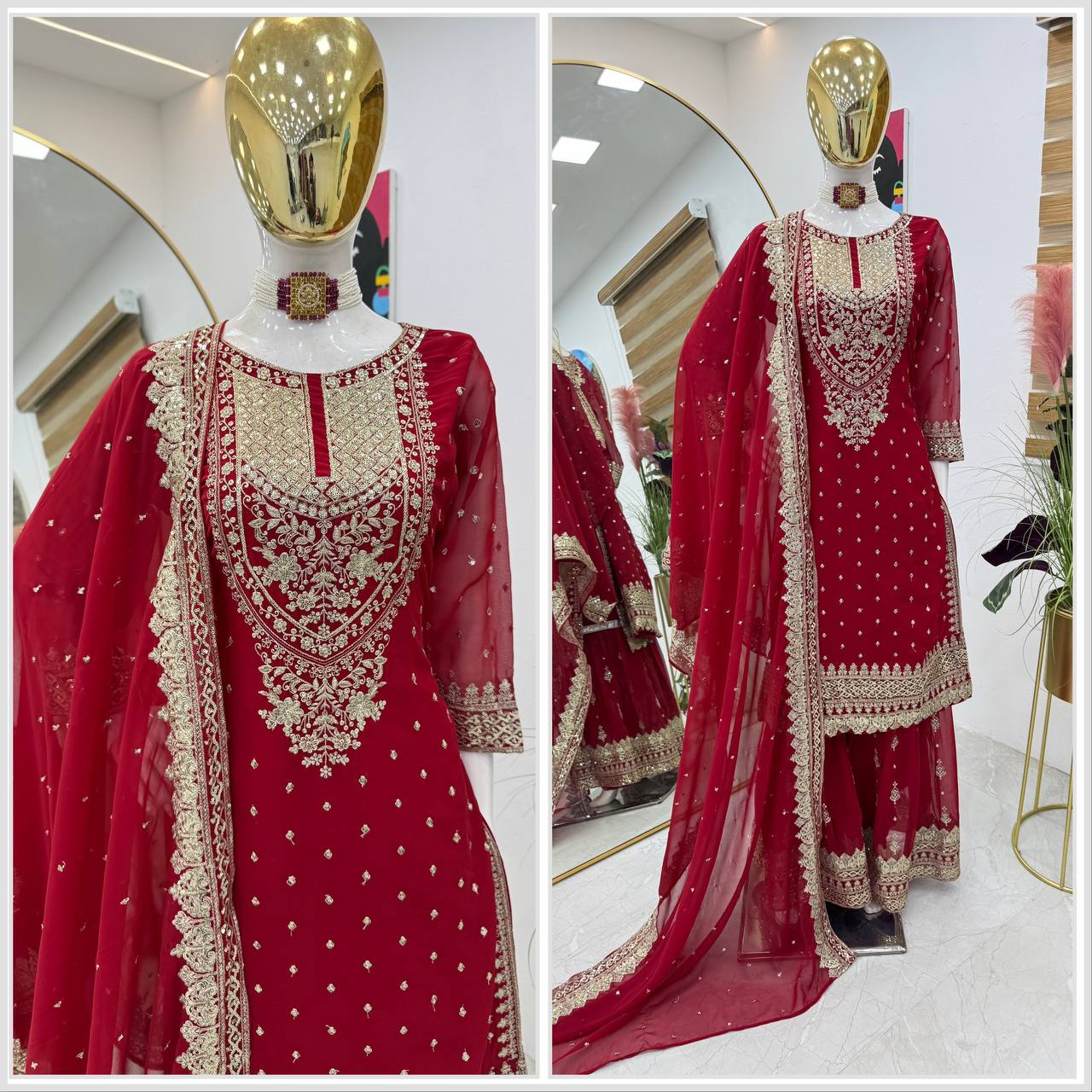 Red Color Beautiful Partywear Dress in Georgette Fabric