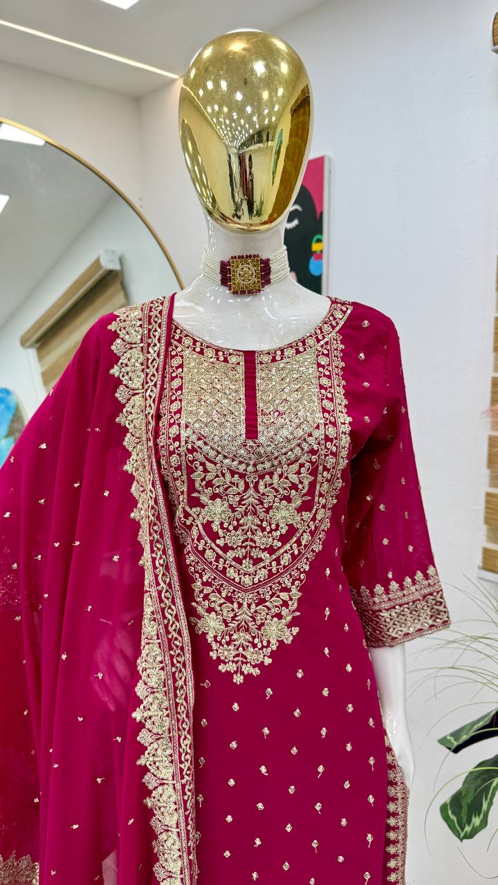 Pink Color Beautiful Partywear Dress in Georgette Fabric