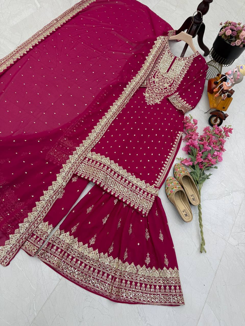 Pink Color Beautiful Partywear Dress in Georgette Fabric