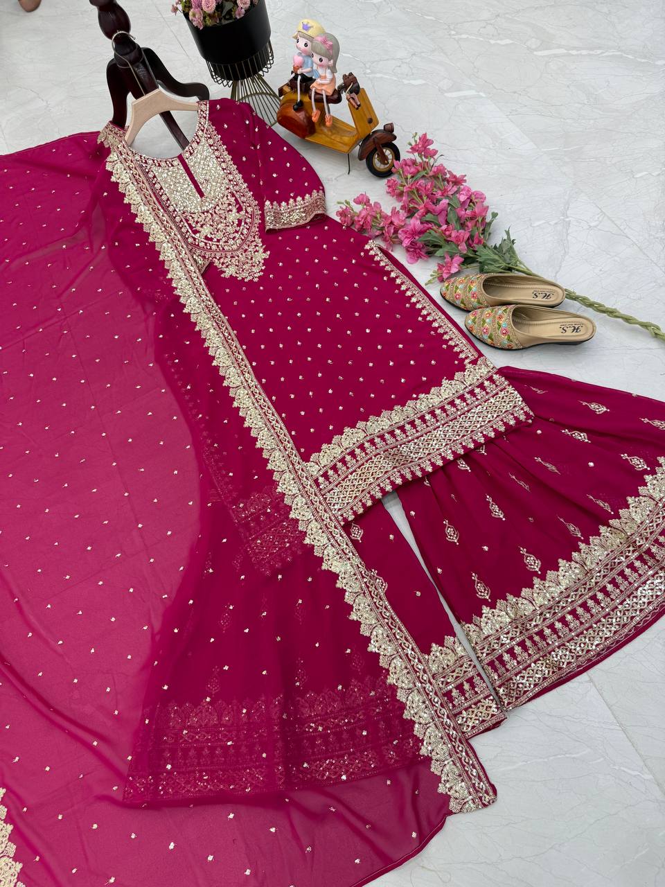Pink Color Beautiful Partywear Dress in Georgette Fabric