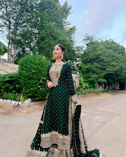 Green Color Beautiful Partywear Dress in Georgette Fabric