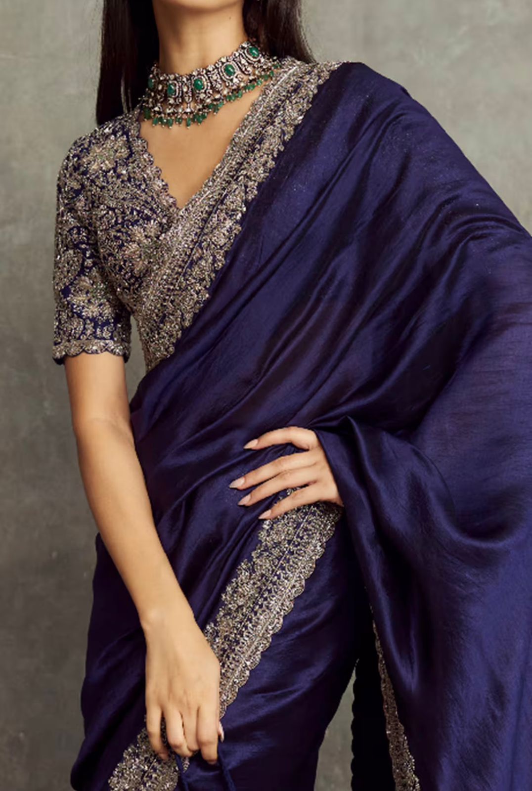 Blue Color Beautiful Partywear Designer Sequins Saree