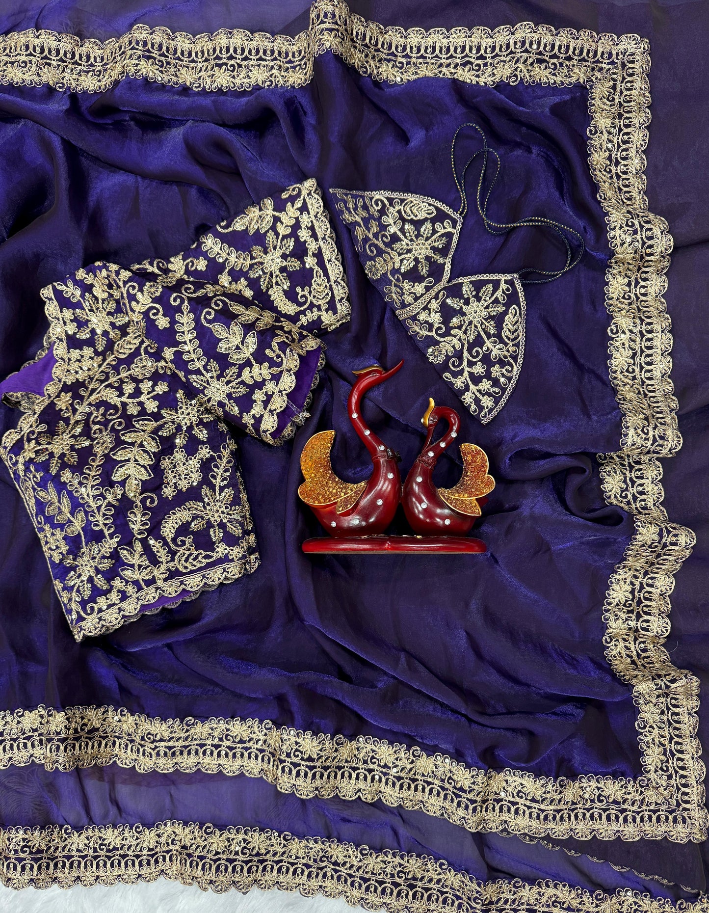 Blue Color Beautiful Partywear Designer Sequins Saree