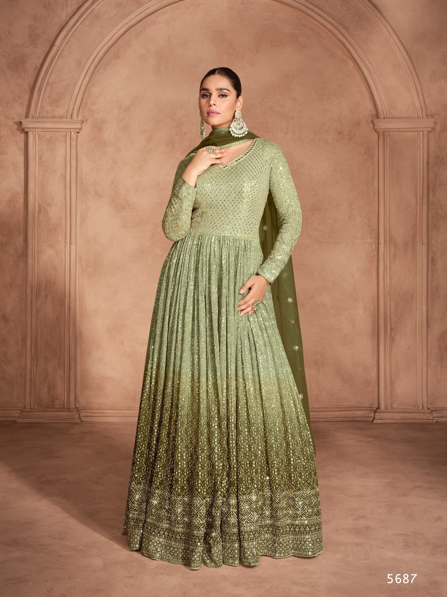 Designer Partywear Dress in Georgette Fabric