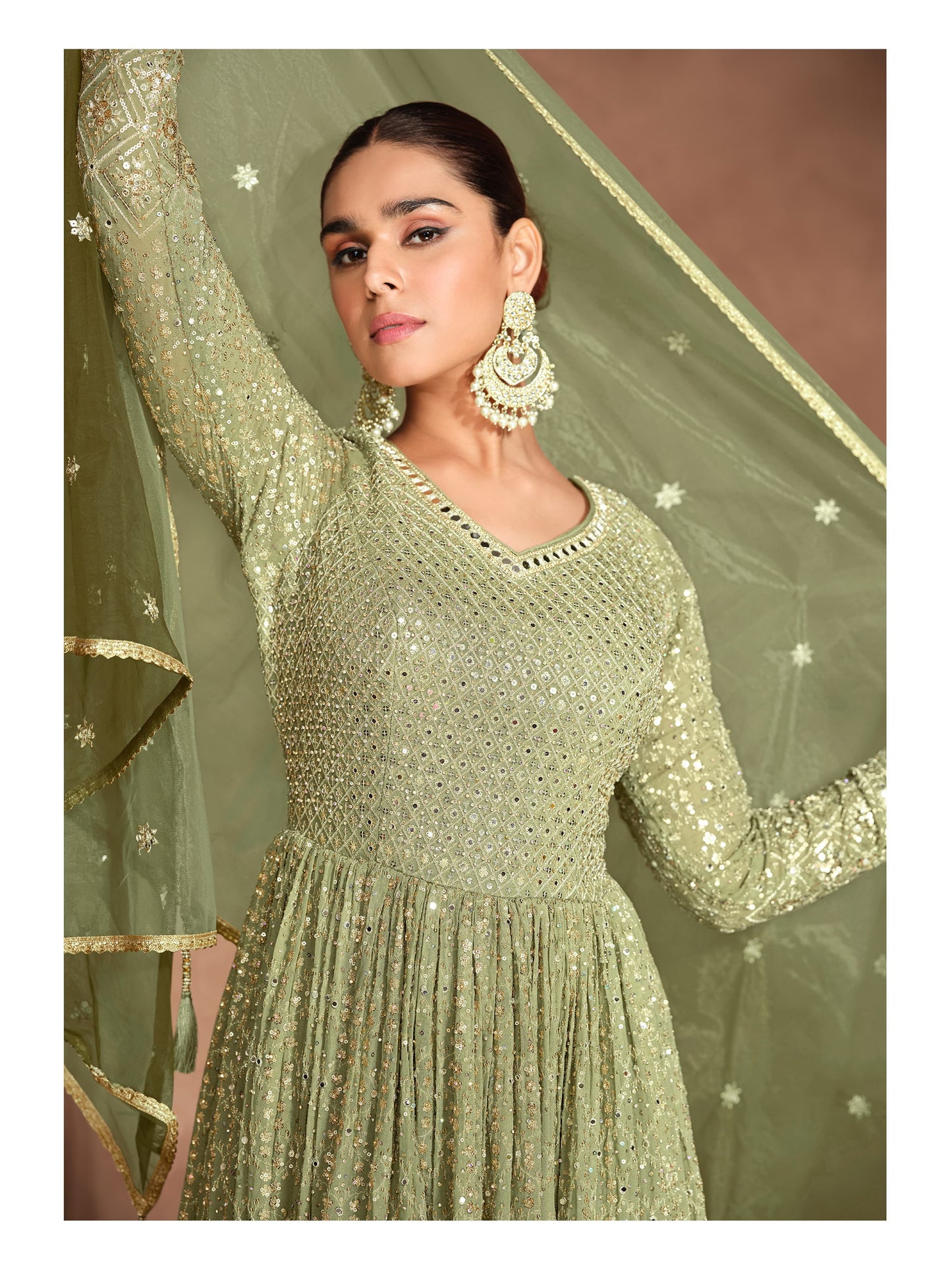 Designer Partywear Dress in Georgette Fabric
