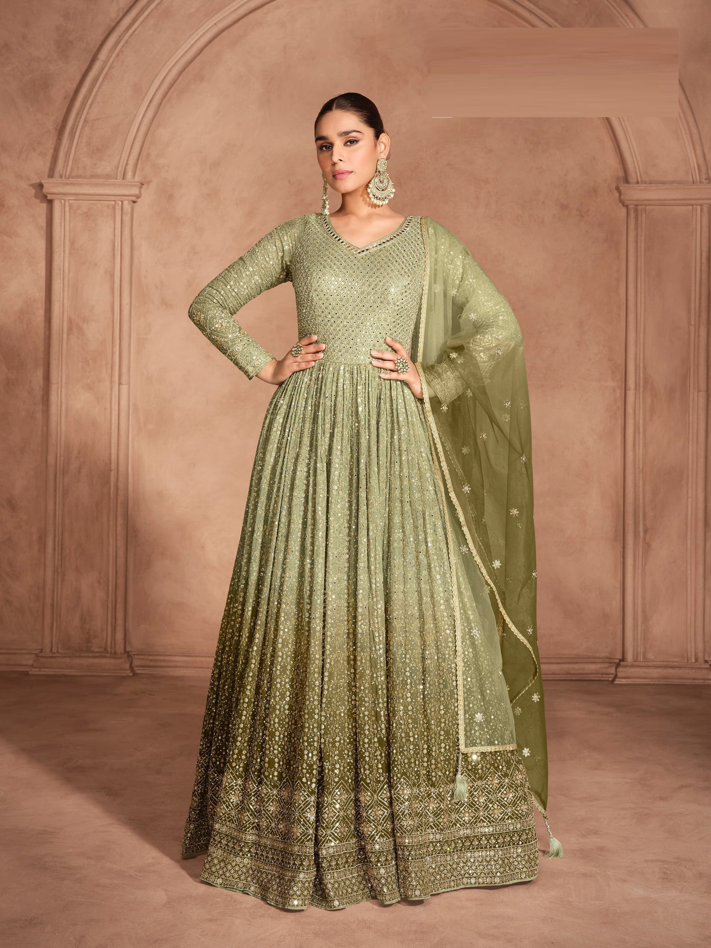Designer Partywear Dress in Georgette Fabric