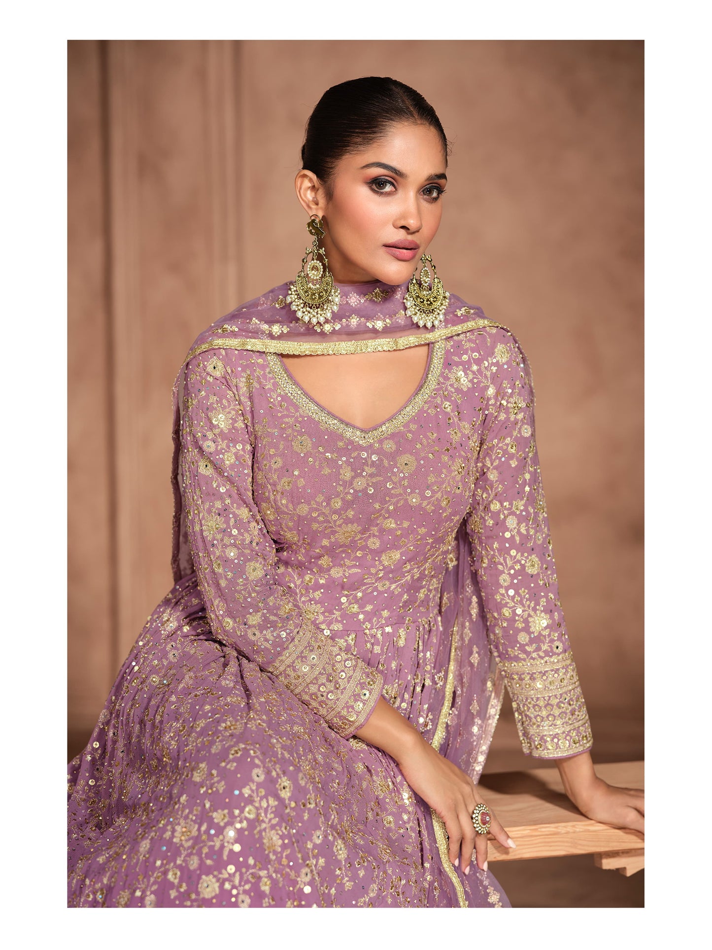 Designer Partywear Dress in Georgette Fabric