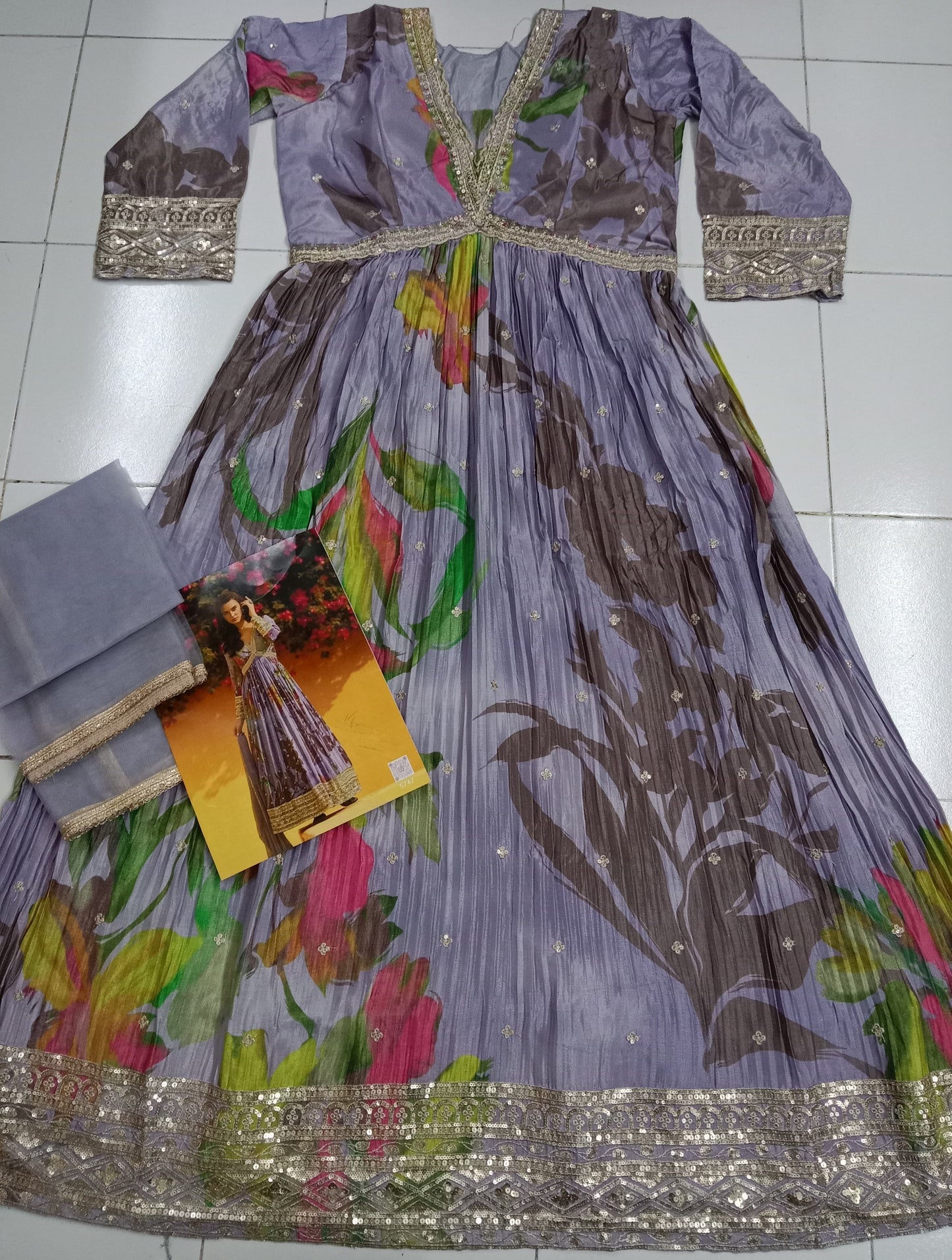 Beautiful Heavy Partywear Dress in Chinon Fabric