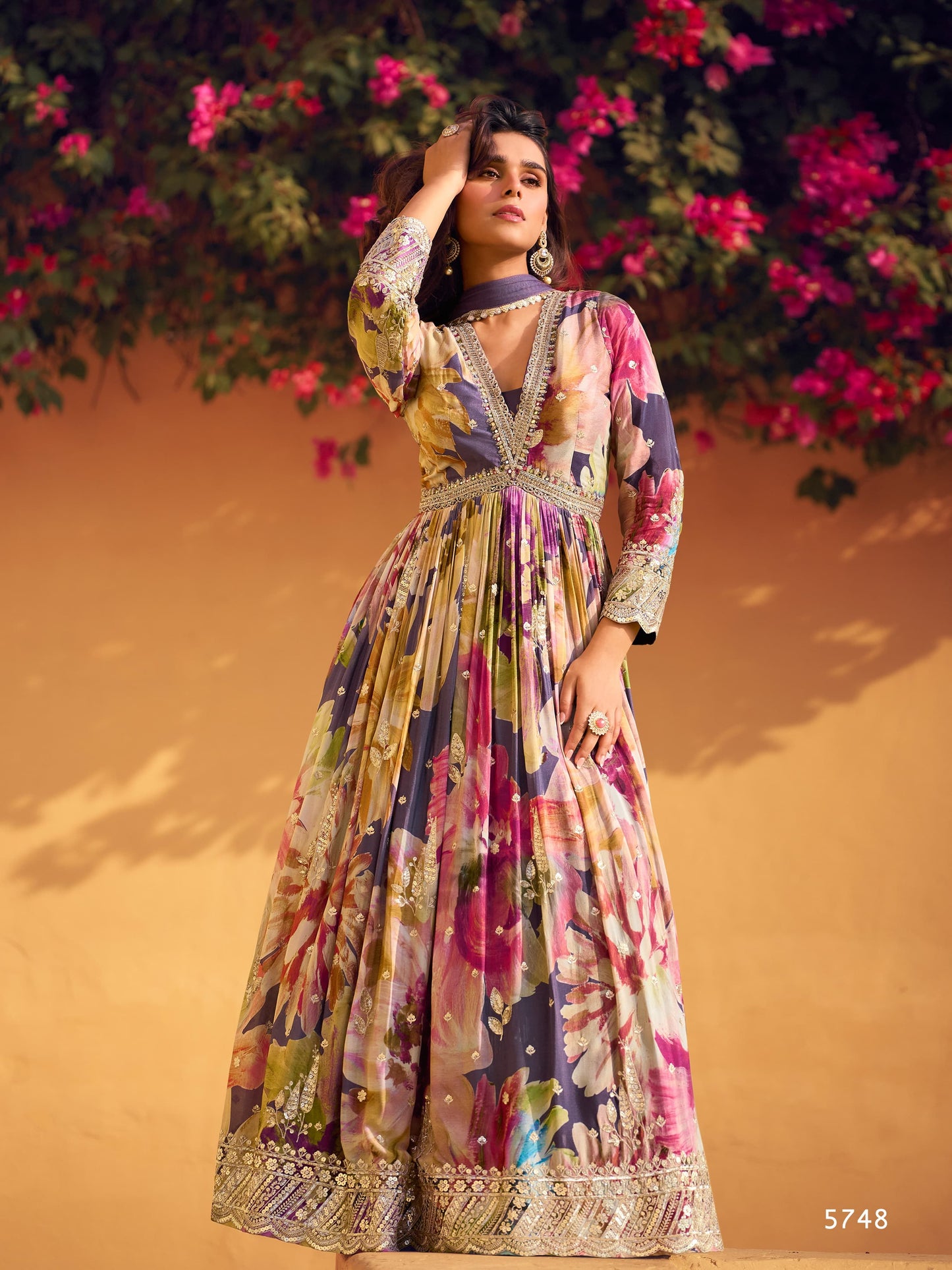 Beautiful Heavy Partywear Dress in Chinon Fabric