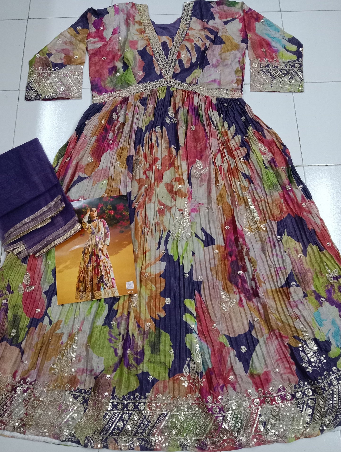 Beautiful Heavy Partywear Dress in Chinon Fabric