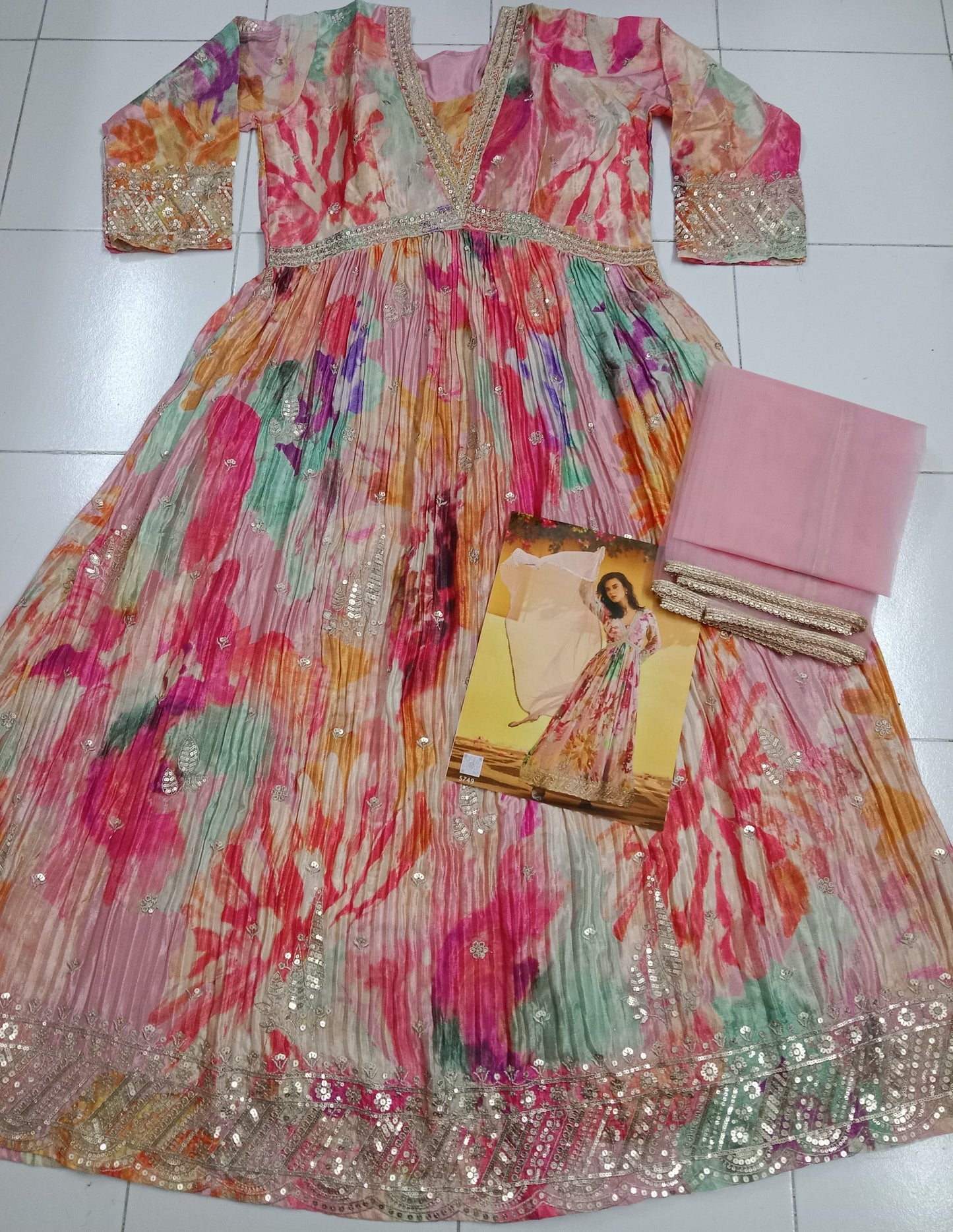 Beautiful Heavy Partywear Dress in Chinon Fabric
