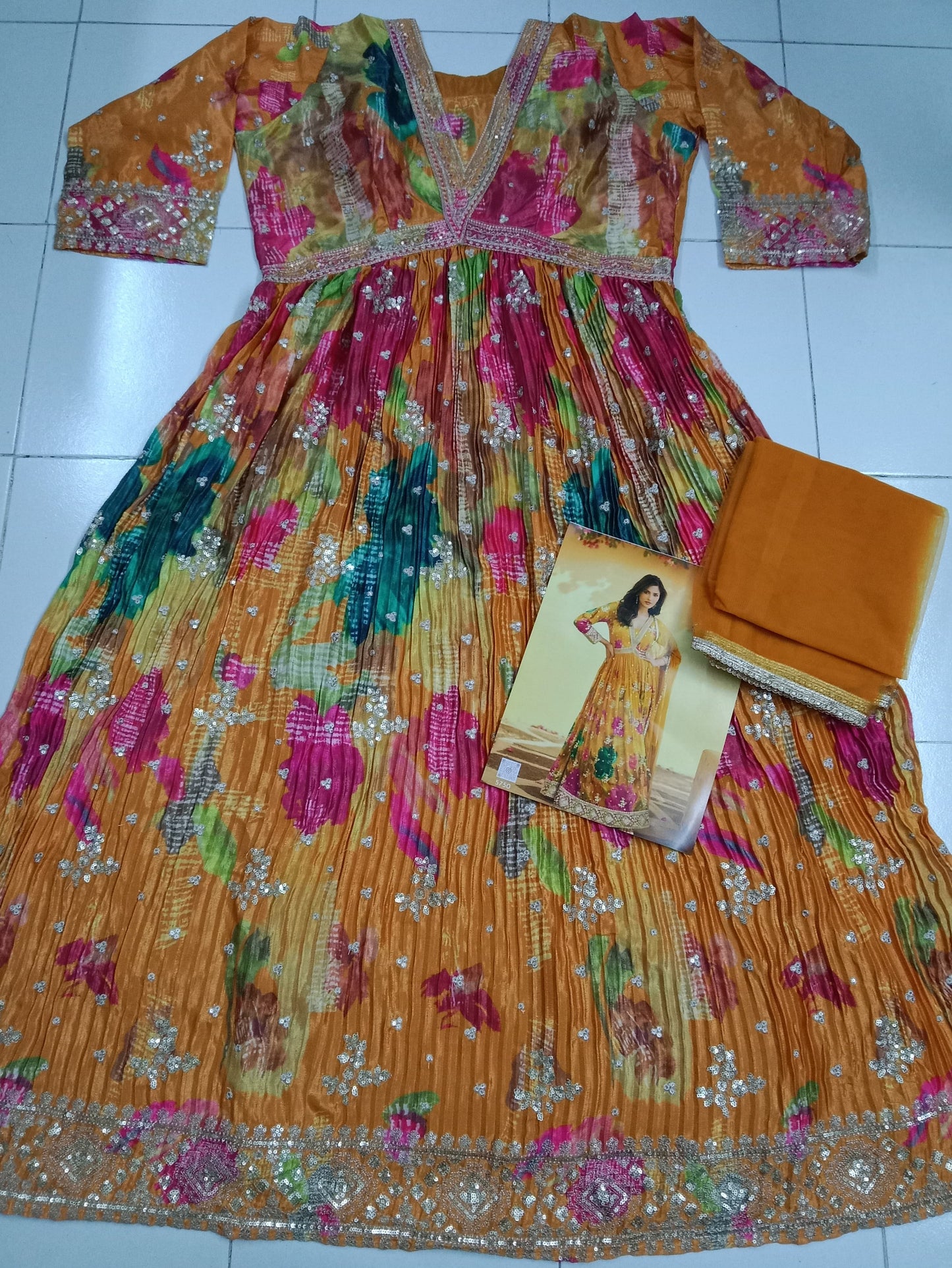 Beautiful Heavy Partywear Dress in Chinon Fabric