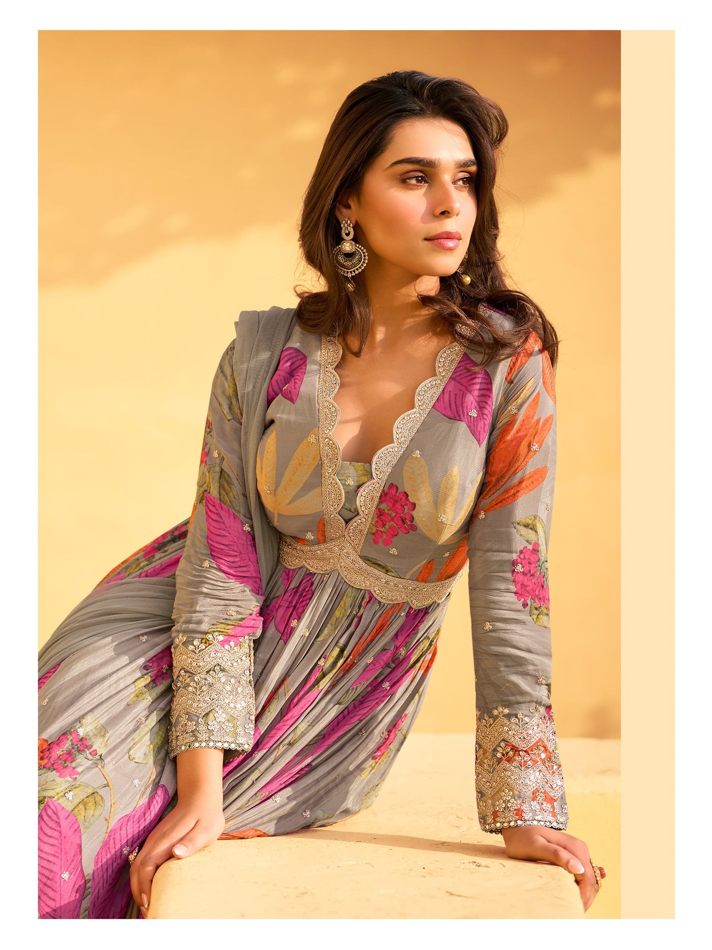 Beautiful Heavy Partywear Dress in Chinon Fabric