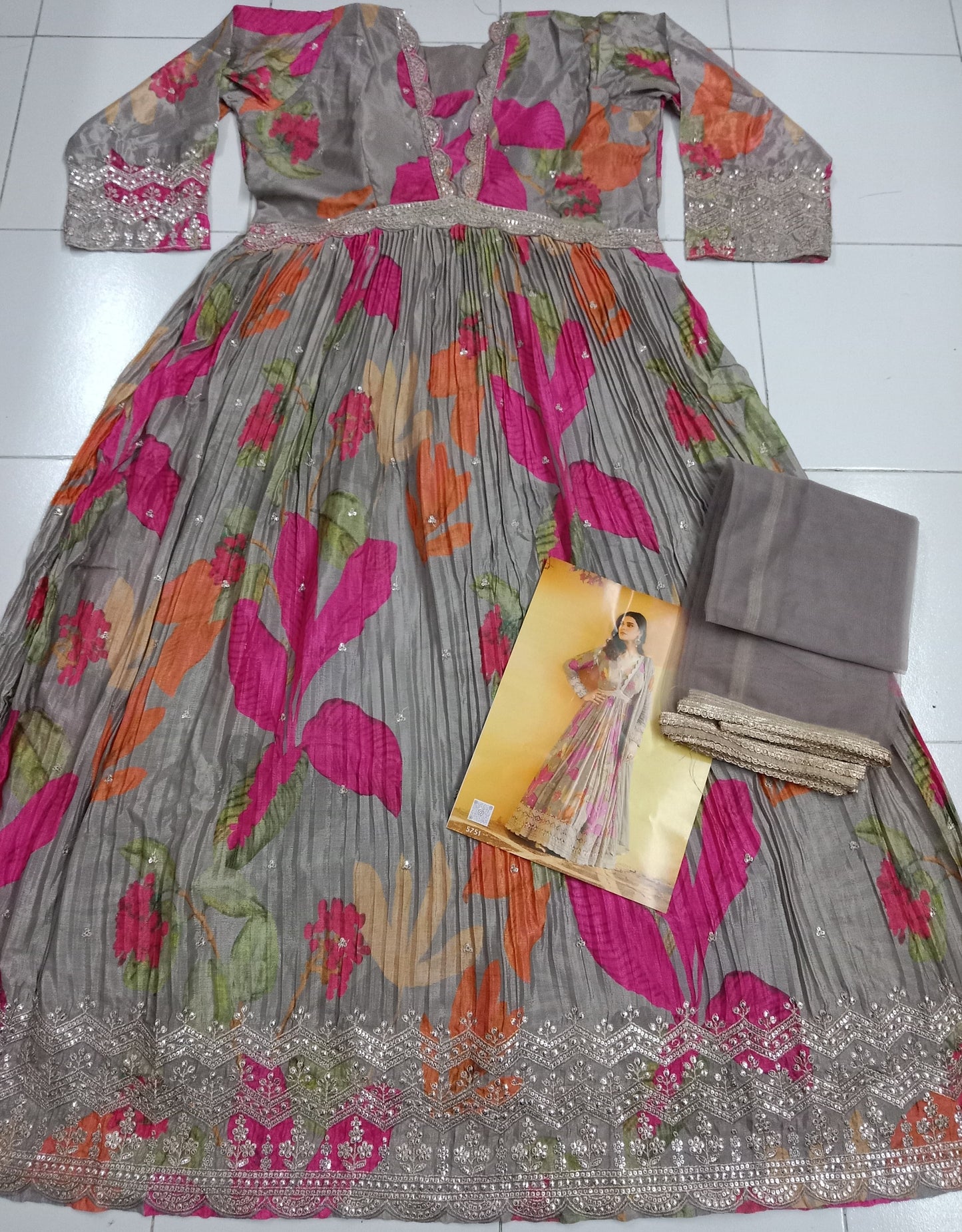 Beautiful Heavy Partywear Dress in Chinon Fabric