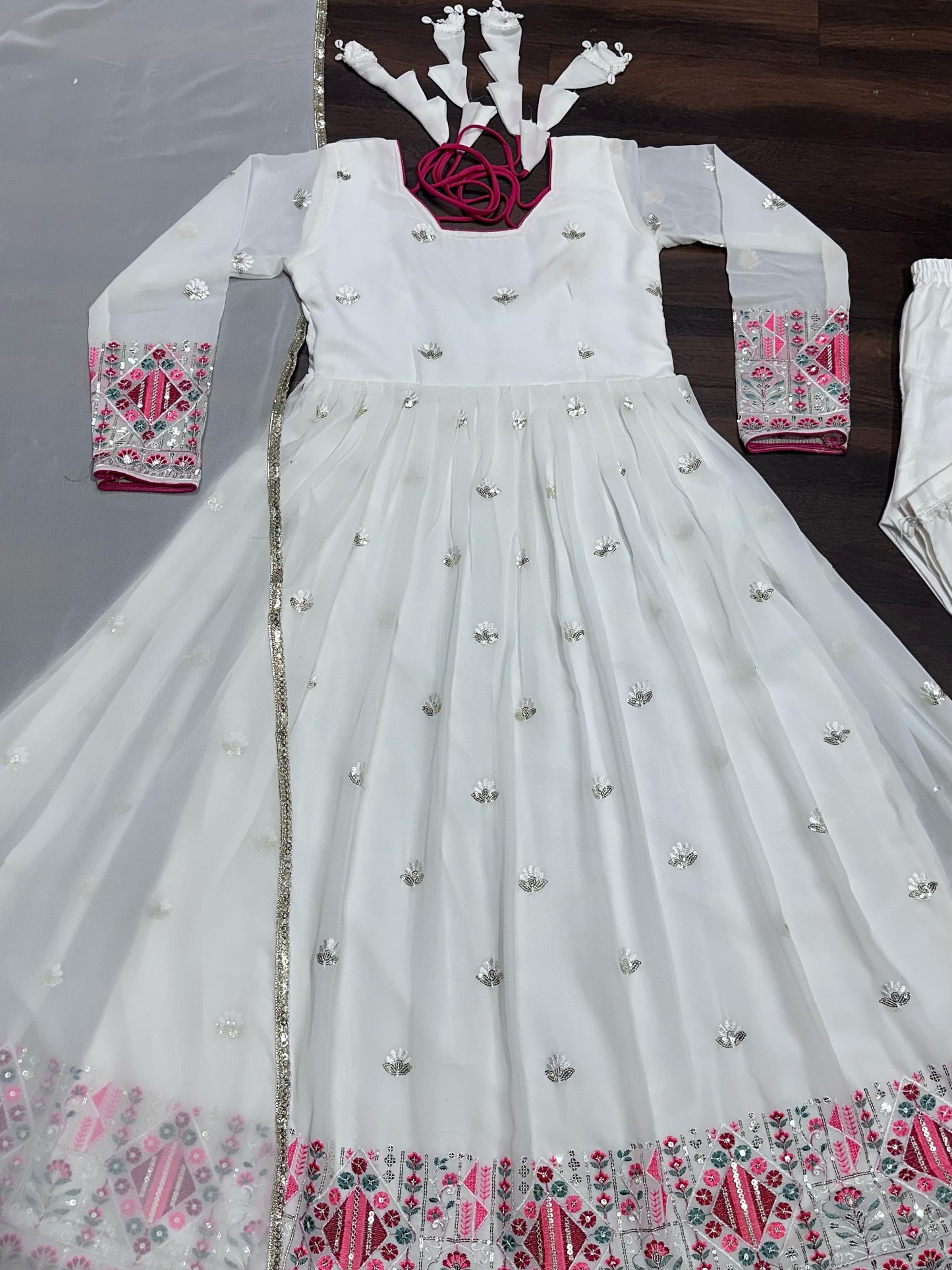 White Color Beautiful Anarkali Partywear Dress For Wedding Season