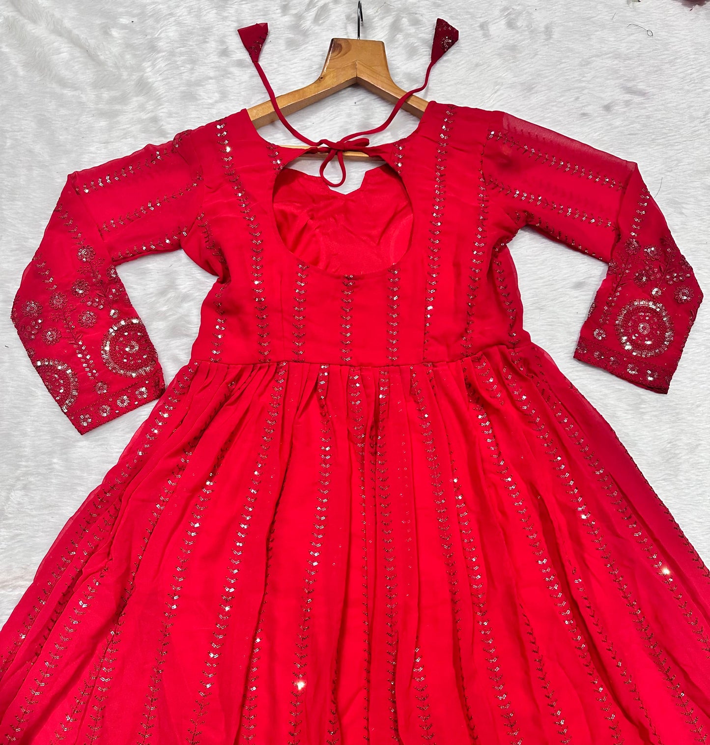 Red Color Beautiful Partywear Anarkali Gown in Georgette Fabric