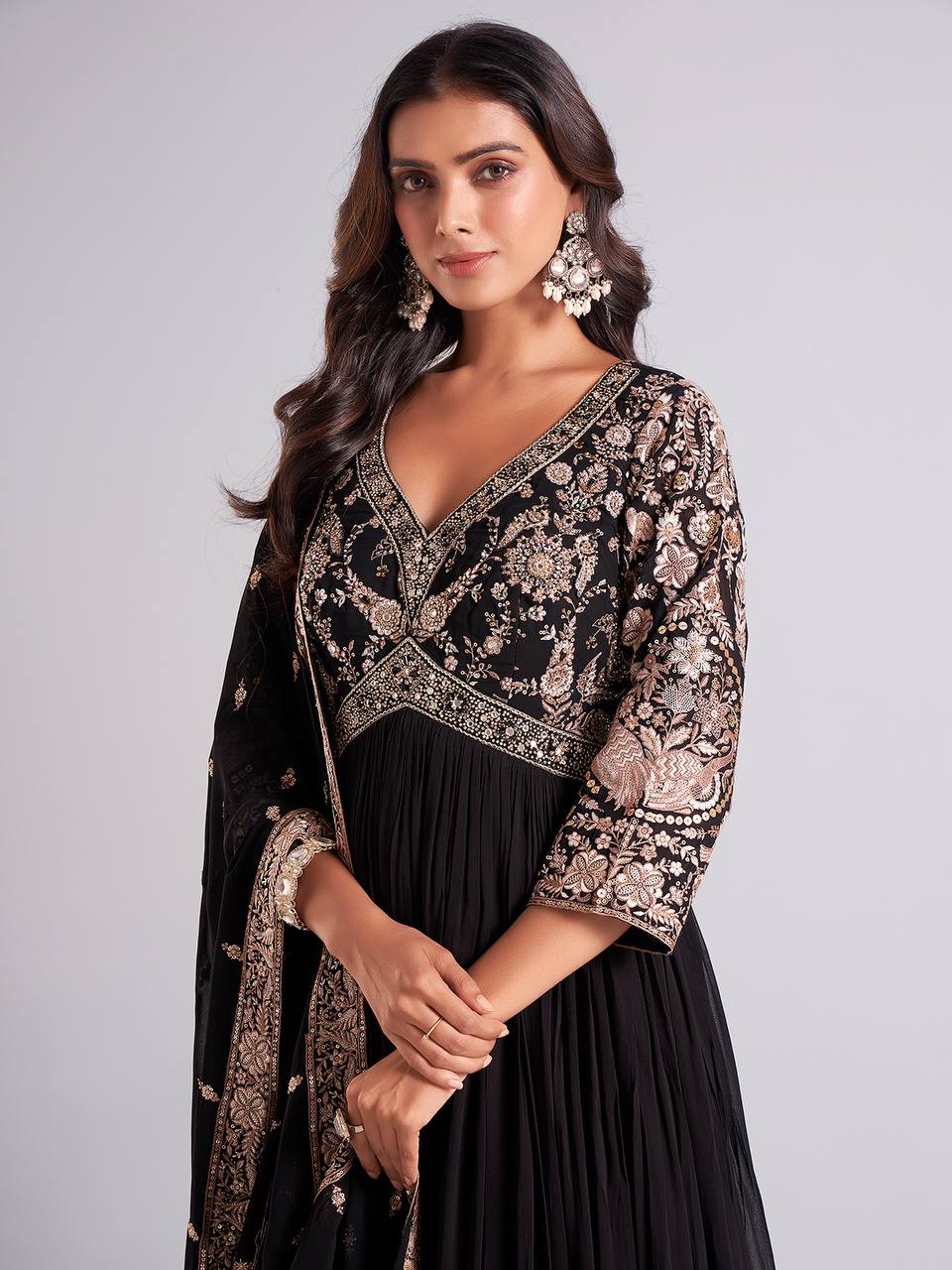 Black Color Beautiful ANakrali gown in Georgette FAbric