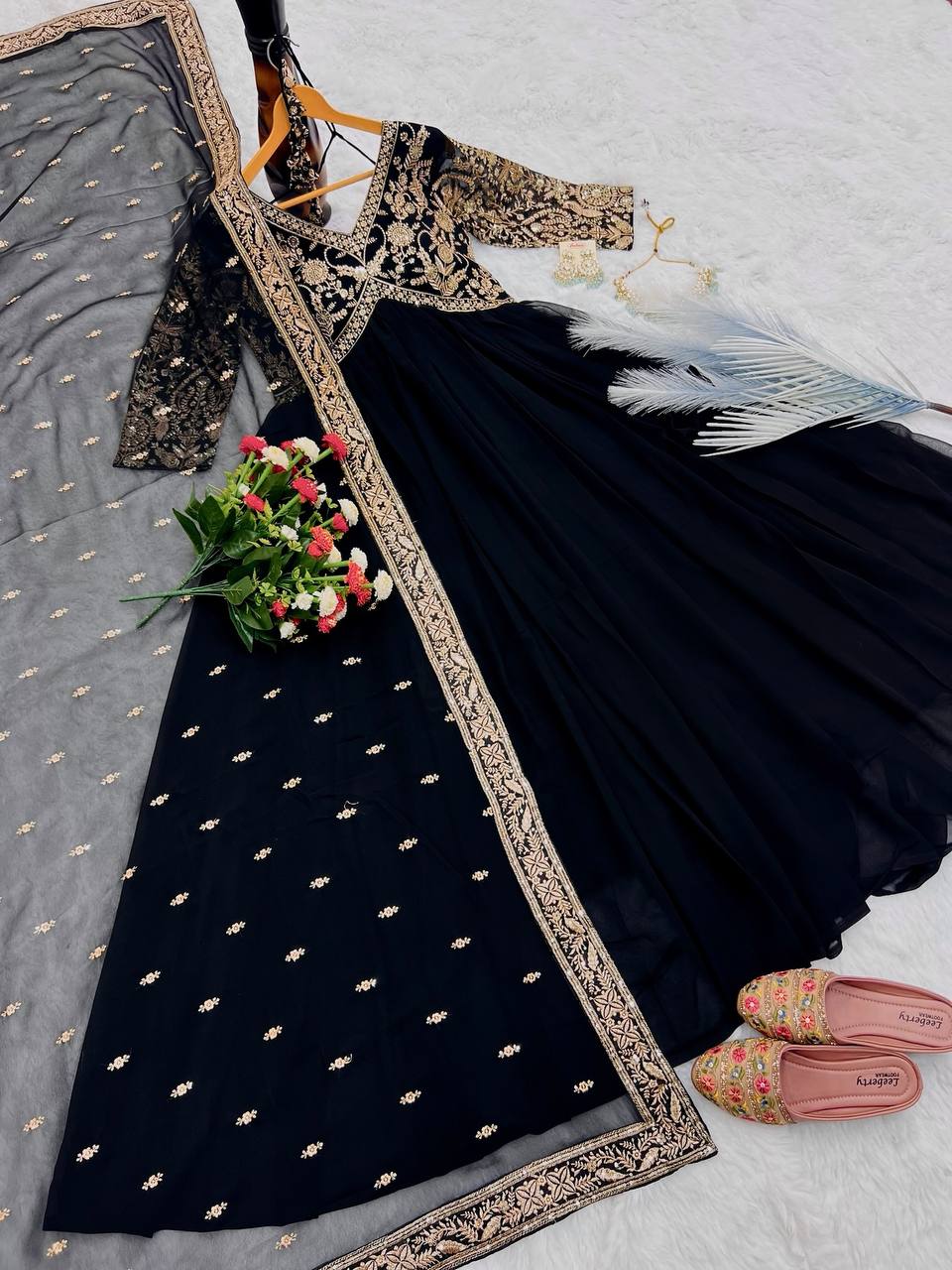 Black Color Beautiful ANakrali gown in Georgette FAbric