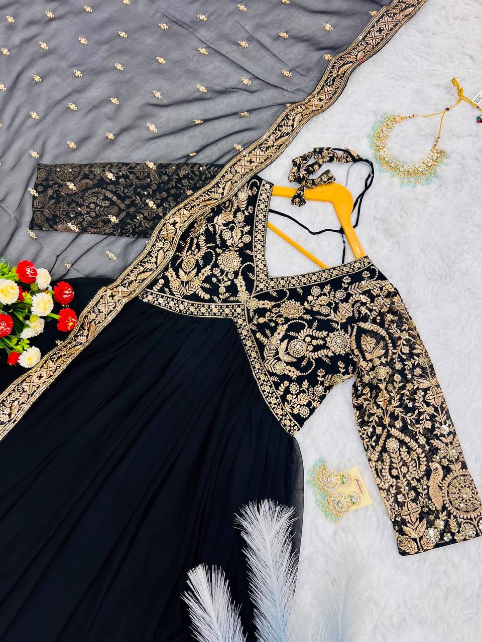 Black Color Beautiful ANakrali gown in Georgette FAbric