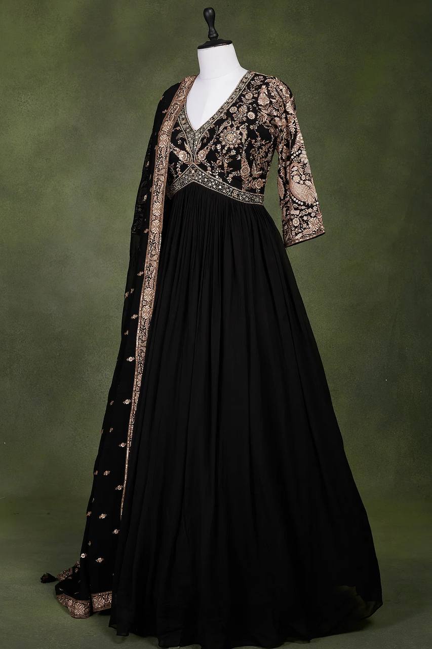 Black Color Beautiful ANakrali gown in Georgette FAbric